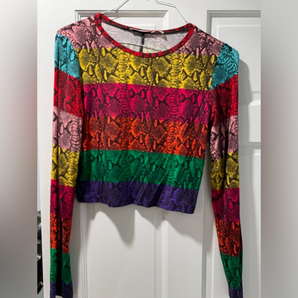 Alice + Olivia  Long Sleeve  Multi Color Animal print  Top